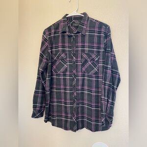 Five Brother Flannel Shirt Gorpcore long sleeve 100% Cotton plaid purple L